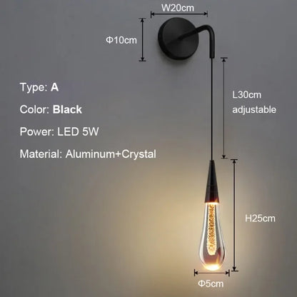 LED Crystal Wall Sconce | Bedroom & Bedside Lighting