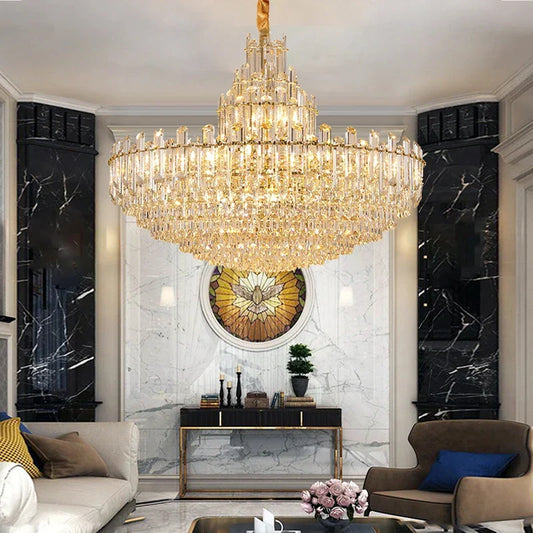 LED Crystal Gold Chandelier | Modern Dining Room Lighting