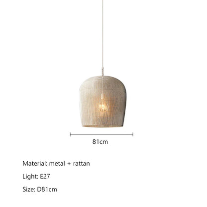 Japanese LED Rattan Pendant Light | Dining Room Lighting