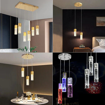 Bubble Crystal LED Pendant & Wall Lamps in Gold and Silver