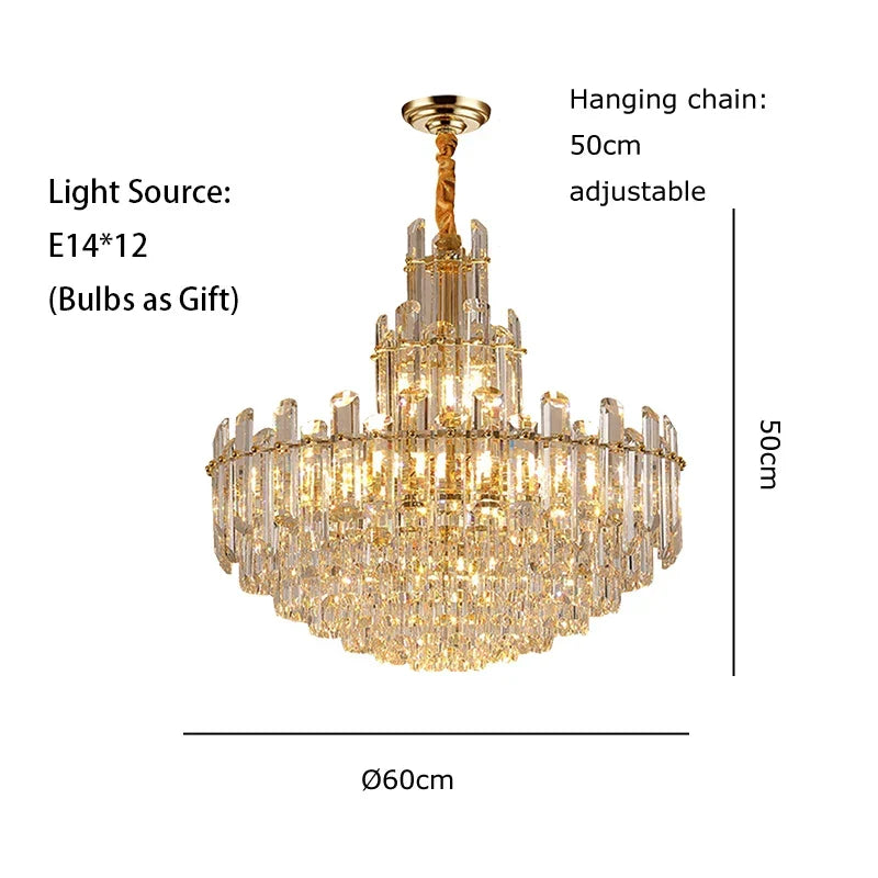 LED Crystal Gold Chandelier | Modern Dining Room Lighting