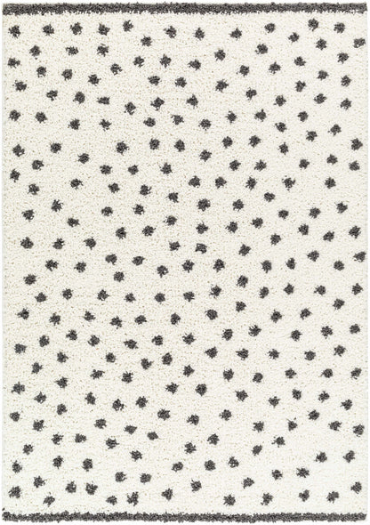 Chaia Dotted Black & White Plush Rug