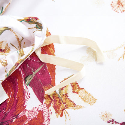 Tache Floral Hummingbirds Burgundy White Vintage Rose Garden Reversible Duvet Cover (SD-7676)