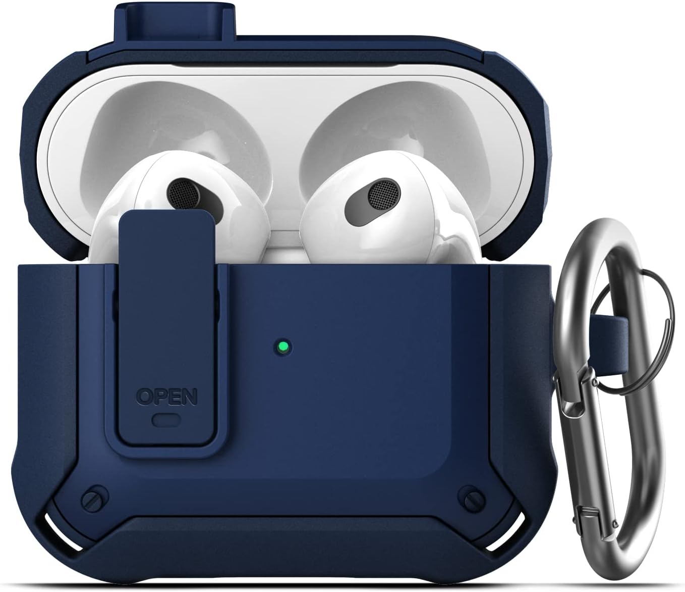 Compatible with Airpods Case 3rd Generation, Rugged Full-Body Protective Carrying Case with Keychain (Airpod 3 2021) Blue