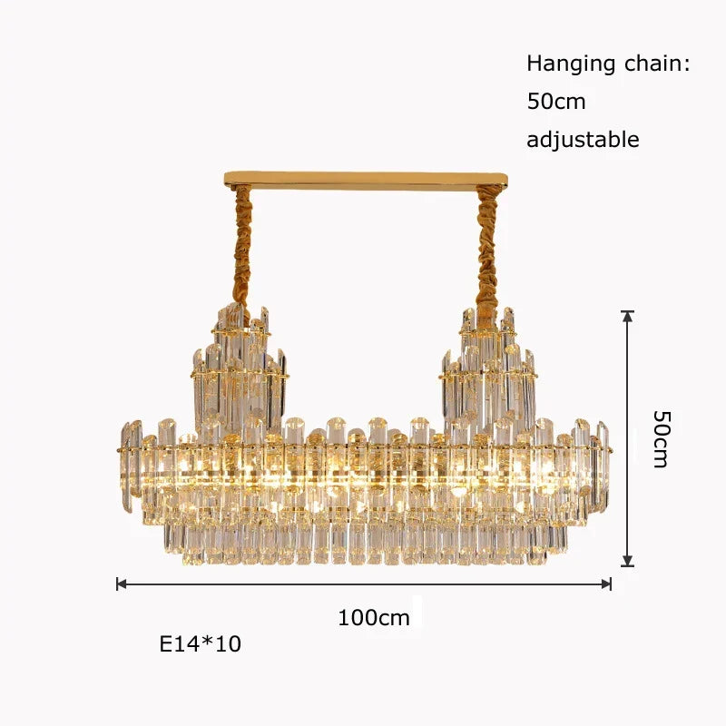 LED Crystal Gold Chandelier | Modern Dining Room Lighting