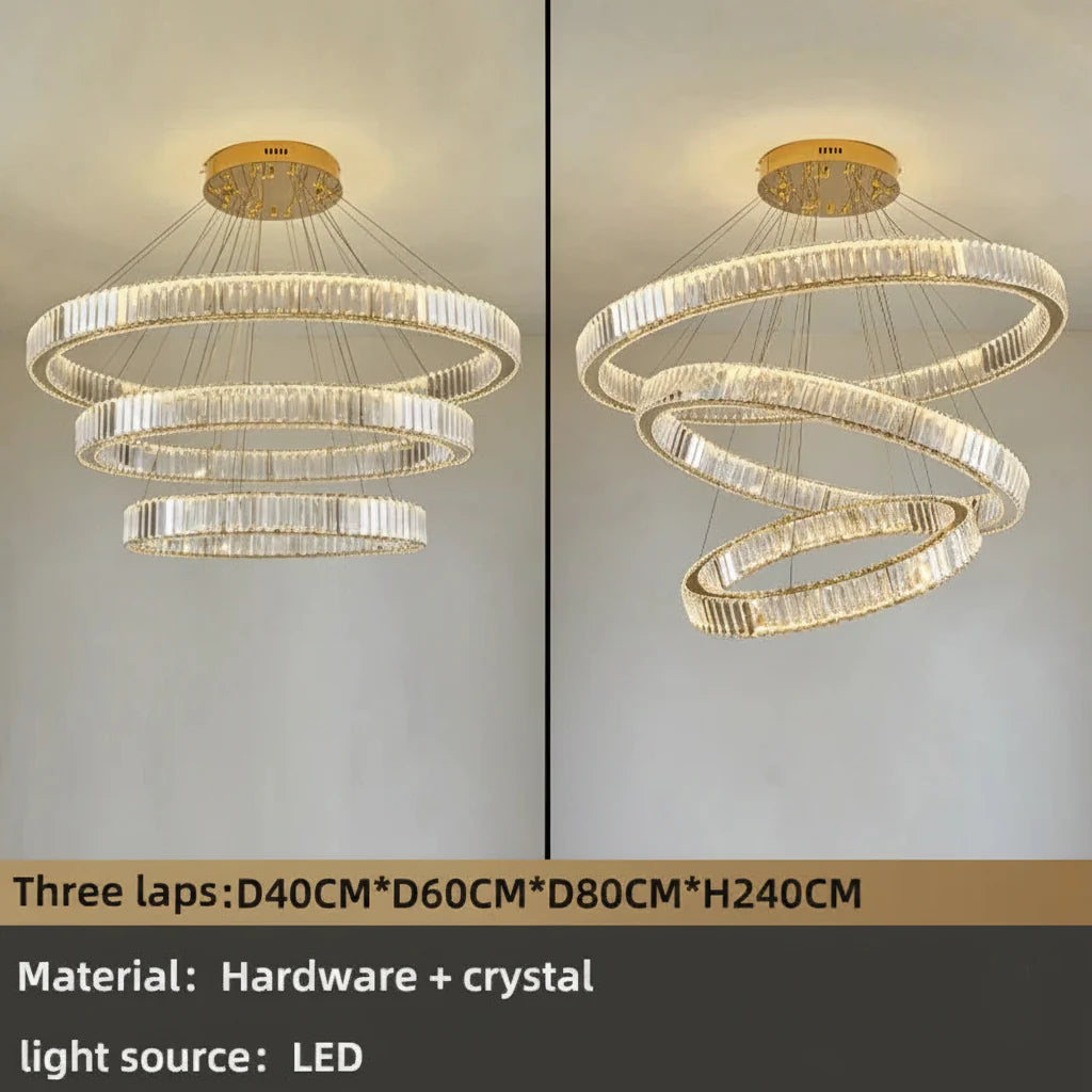 Modern Luxury Crystal Chandeliers - Golden Chandelier Lighting for Living Rooms, Stairs, and Duplex Halls