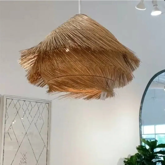 Rattan LED Pendant Light Fixture for Dining and Indoor Spaces