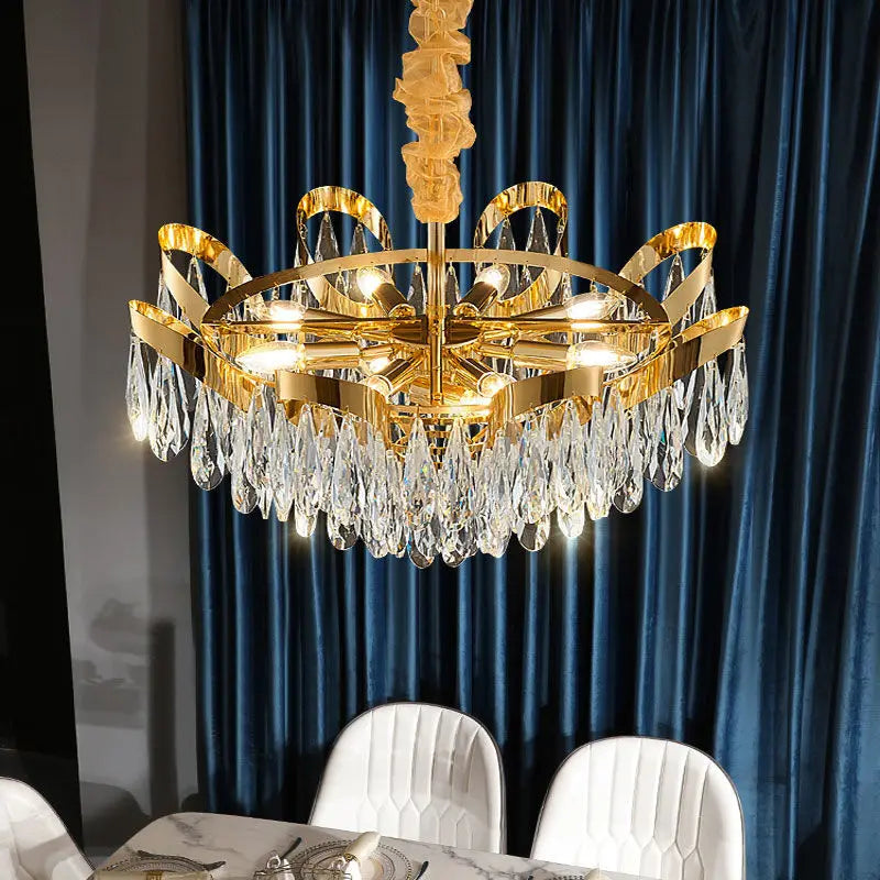 Modern Crystal LED Ceiling Chandelier with Bionic Sunflower Motif