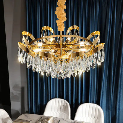 Modern Crystal LED Ceiling Chandelier with Bionic Sunflower Motif
