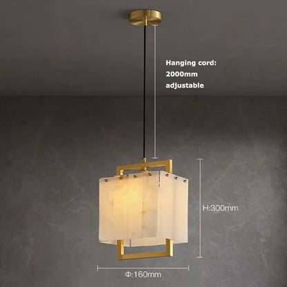 Natural Marble LED Chandelier with Gold Frame