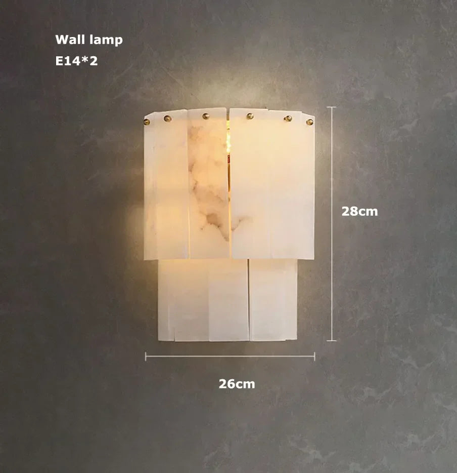 Natural Marble LED Chandelier with Gold Frame