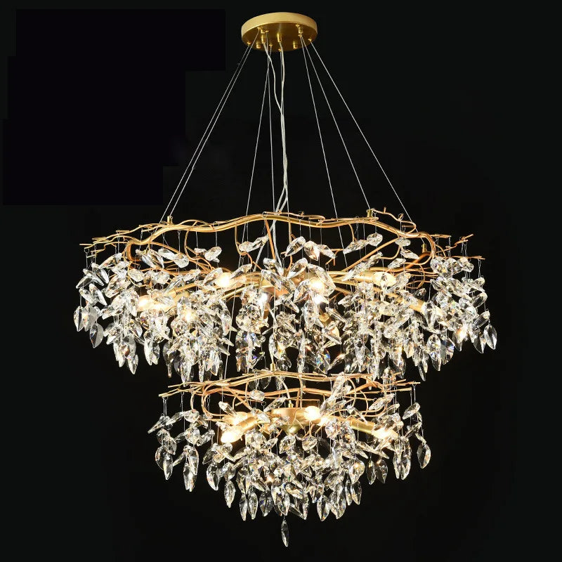 LED Leaf Crystal Ceiling Chandelier for Modern Interiors