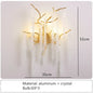 Modern Crystal G9 LED Wall Lights - Cherry Blossoms and Branches Sconce in Gold Aluminum, Designer Art Deco for Parlors, Bedrooms, and Dining Areas