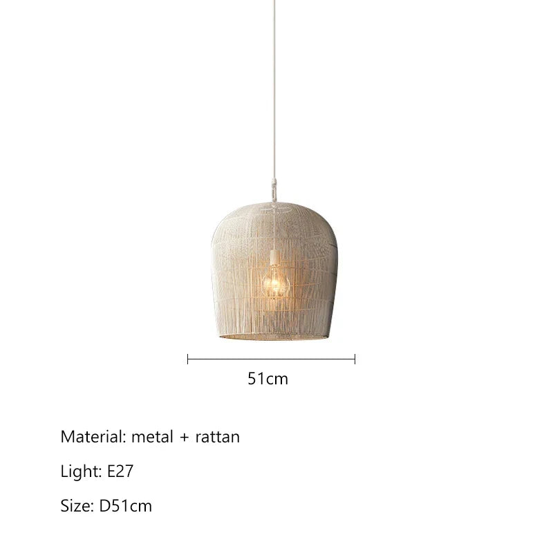 Japanese LED Rattan Pendant Light | Dining Room Lighting