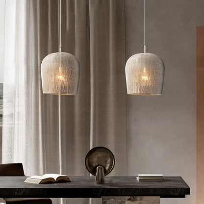 Japanese LED Rattan Pendant Light | Dining Room Lighting