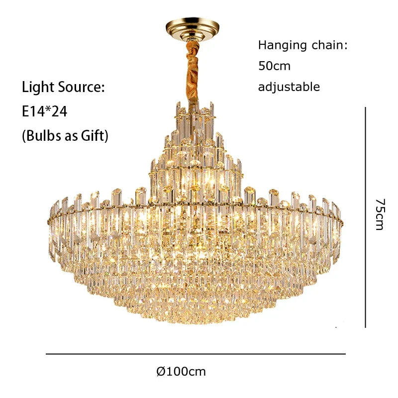LED Crystal Gold Chandelier | Modern Dining Room Lighting