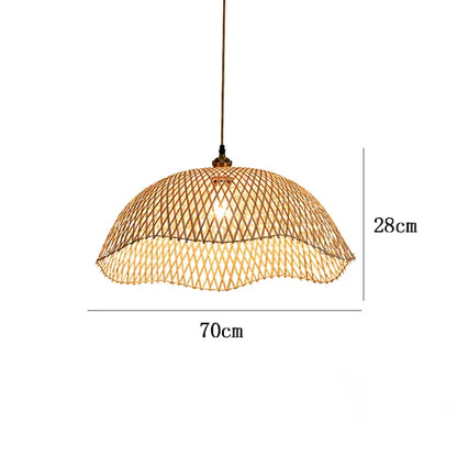 Hand-Woven Bamboo and Rattan Wicker Pendant Light