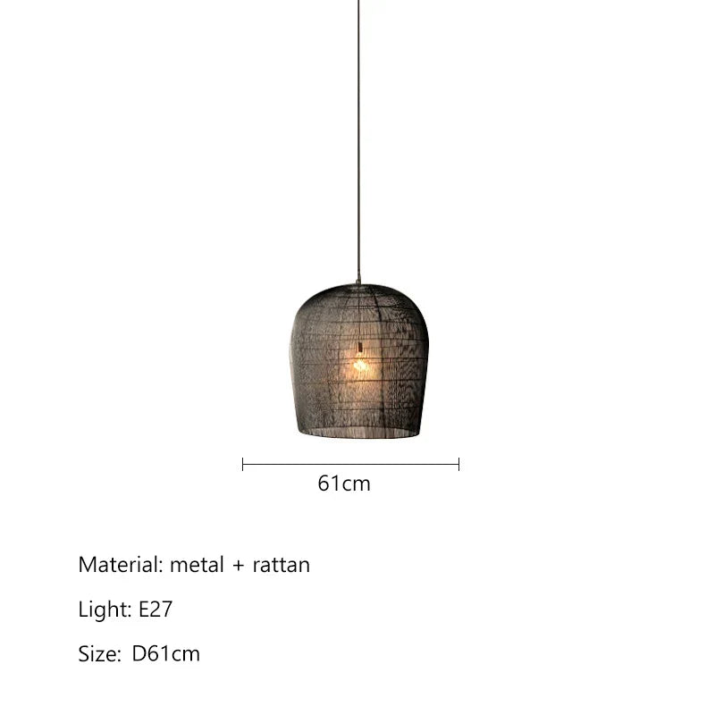 Japanese LED Rattan Pendant Light | Dining Room Lighting