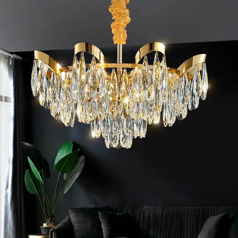 Modern Crystal LED Ceiling Chandelier with Bionic Sunflower Motif