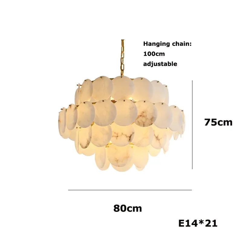 Natural Marble LED Chandelier for Modern Living Spaces