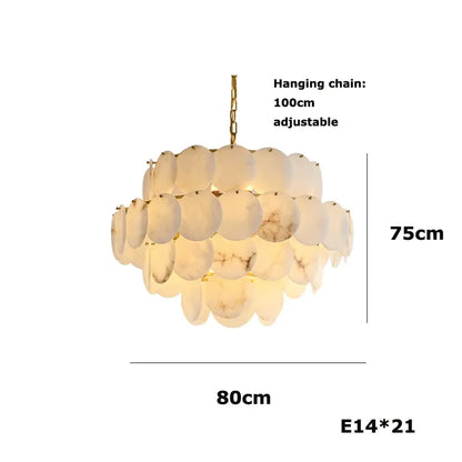 Natural Marble LED Chandelier for Modern Living Spaces