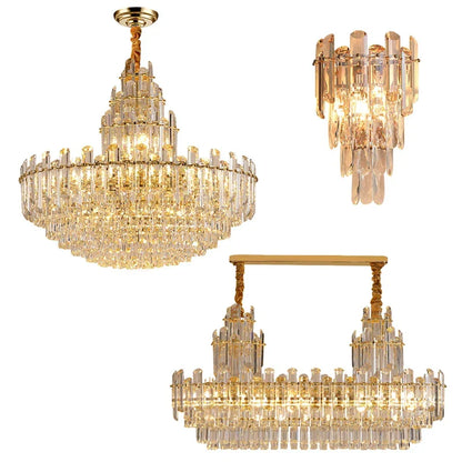 LED Crystal Gold Chandelier | Modern Dining Room Lighting