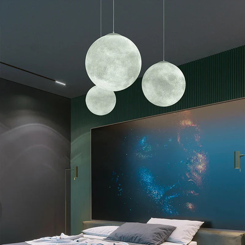 LED Modern Moon Chandelier | Kitchen Island Home Lighting