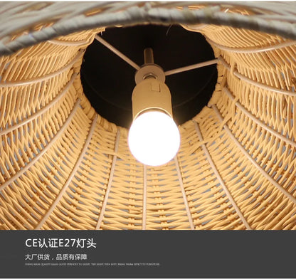 Handcrafted Rattan Pendant Light with Chinese Vintage Design