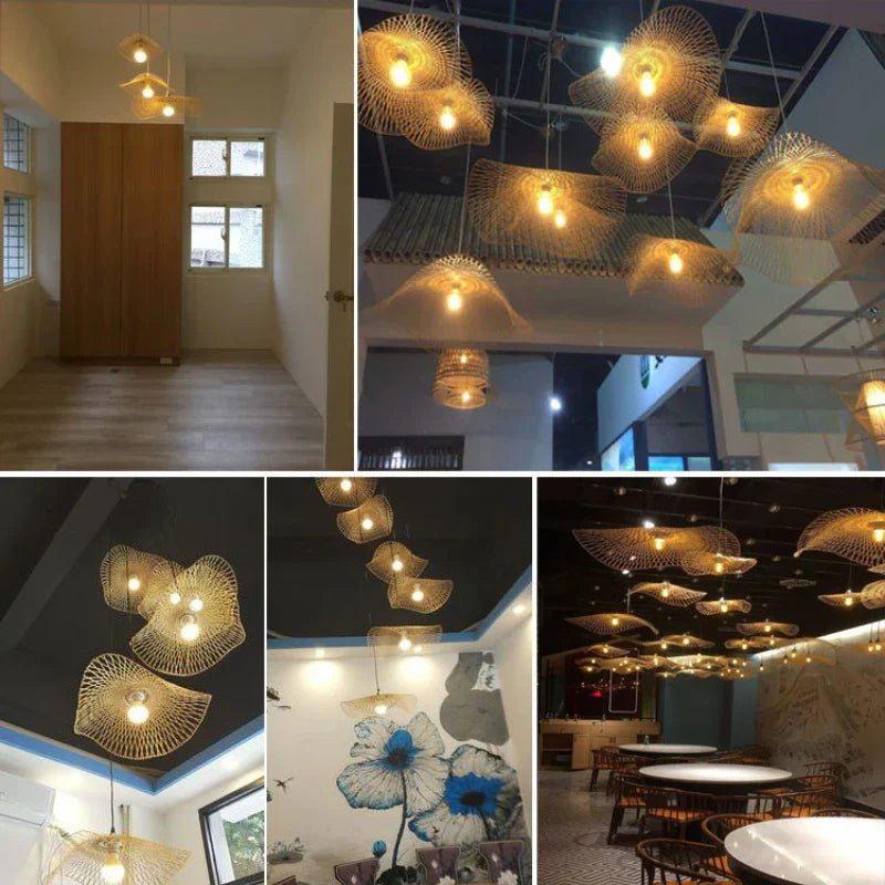 Bamboo Woven Chandeliers for Kitchen and Living Room