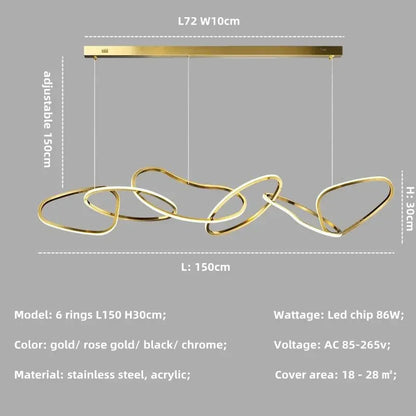 LED Modern Gold Pendant Light | Dining Room Home Lighting