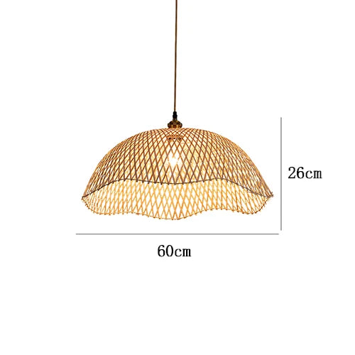 Hand-Woven Bamboo and Rattan Wicker Pendant Light