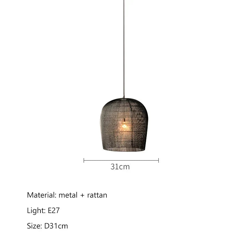 Japanese LED Rattan Pendant Light | Dining Room Lighting
