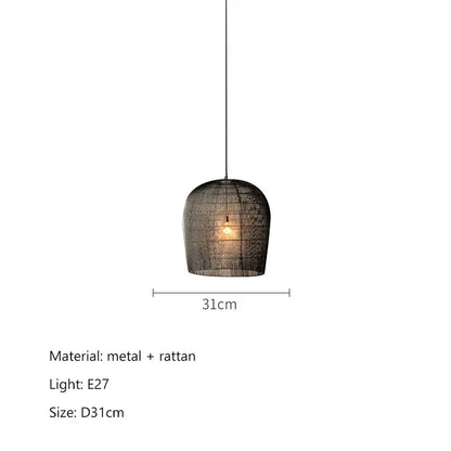 Japanese LED Rattan Pendant Light | Dining Room Lighting