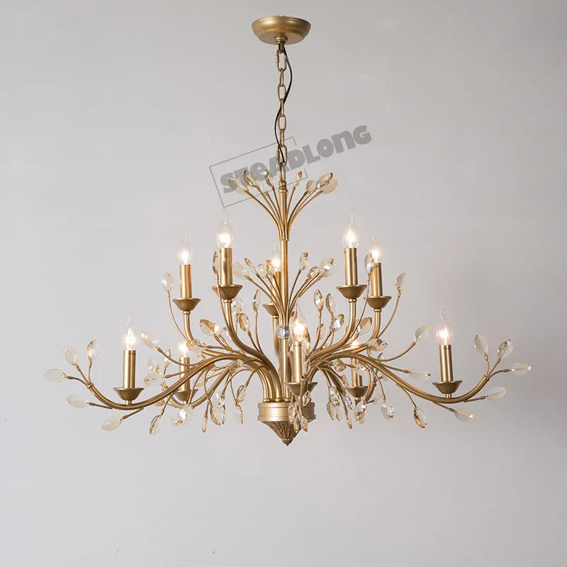Crystal LED Ceiling Chandelier – French Elegance for Living & Dining