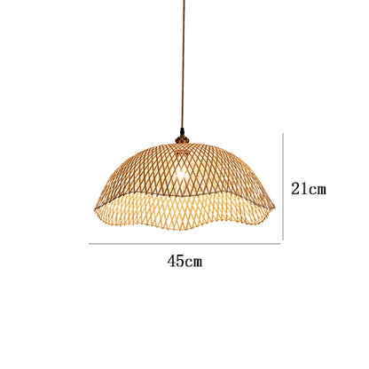 Hand-Woven Bamboo and Rattan Wicker Pendant Light