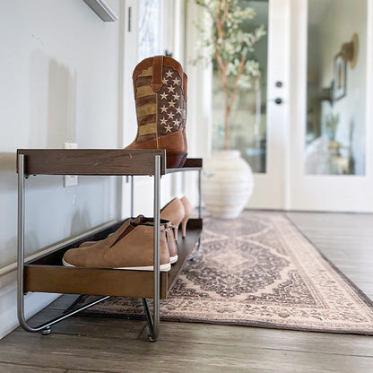 Modern Wood and Metal Shoe Rack