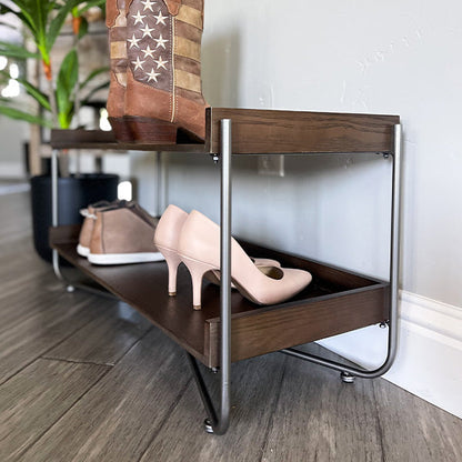 Modern Wood and Metal Shoe Rack