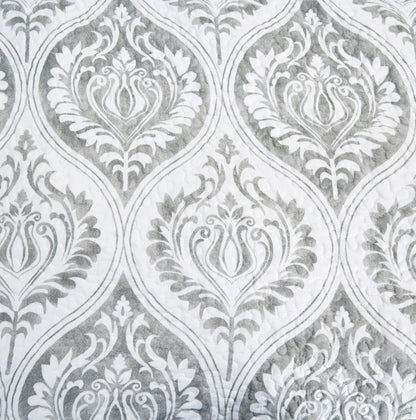 Tache Dreamy Moon Sky Ogee Damask Heather Gray White Quilt Set (TB300)