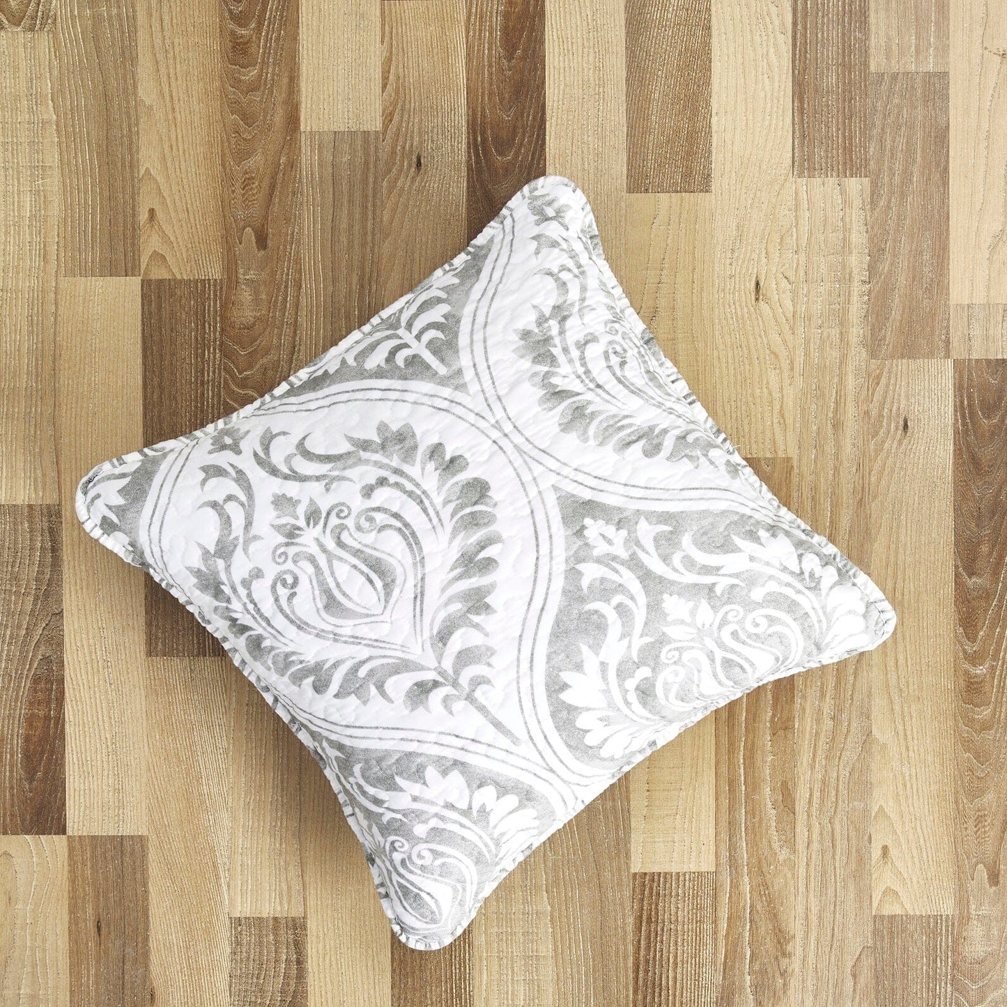Tache Paisley Damask Matelasse Austere Grey Moon Sky Cushion Cover / Euro Sham (TB300-199)
