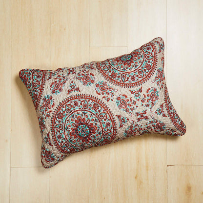Tache Bohemian Desert Medallion Boteh Paisley Taupe Quilted Pillow Shams (TJ3502)