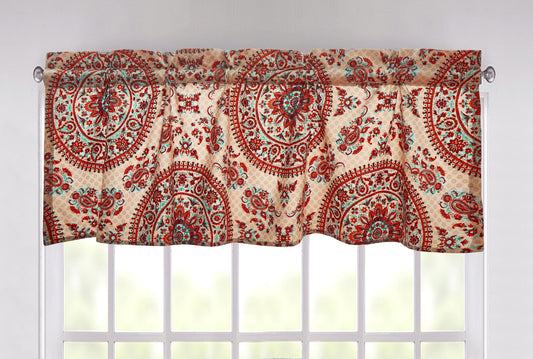 Tache Bohemian Desert Medallion Boteh Paisley Taupe Window Valance (TJ3502)