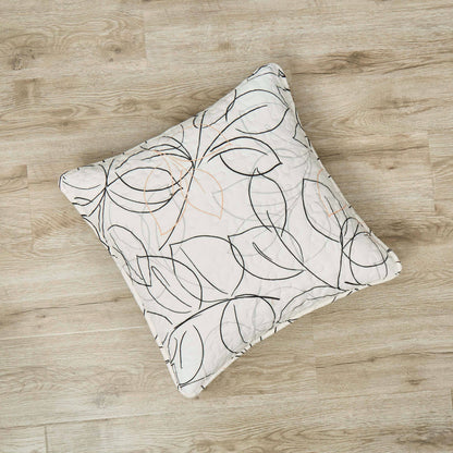 Tache Modern Abstract Leaf Line Art Foliage White Grey Black Gold Cushion Covers / Euro Sham (TJ3571)