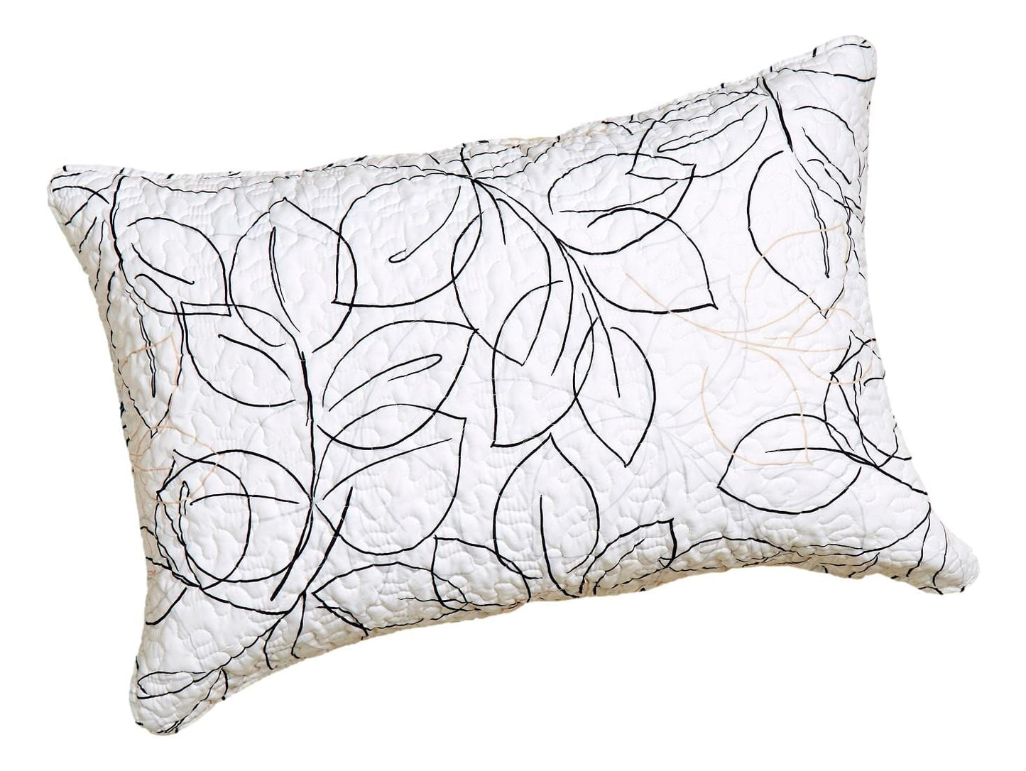 Tache Modern Abstract Leaf Line Art Foliage White Grey Black Gold Pillow Shams (TJ3571)