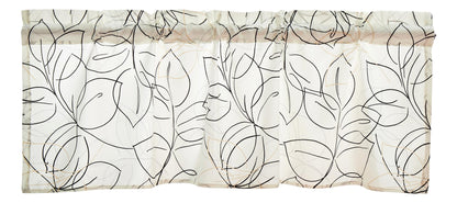 Tache Modern Abstract Leaf Line Art Foliage White Grey Black Gold Window Valance (TJ3571)