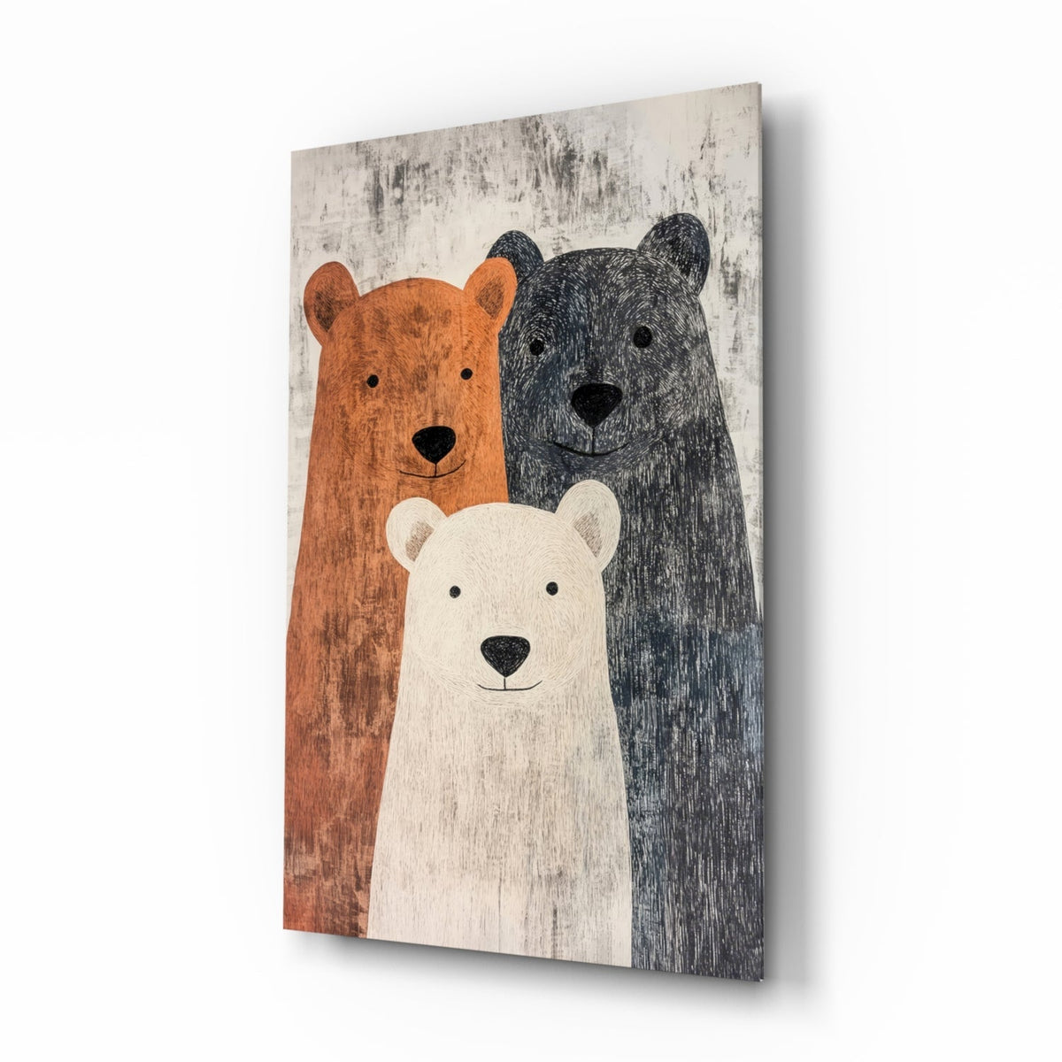 Bear Family Glass Wall Art || Designer Collection