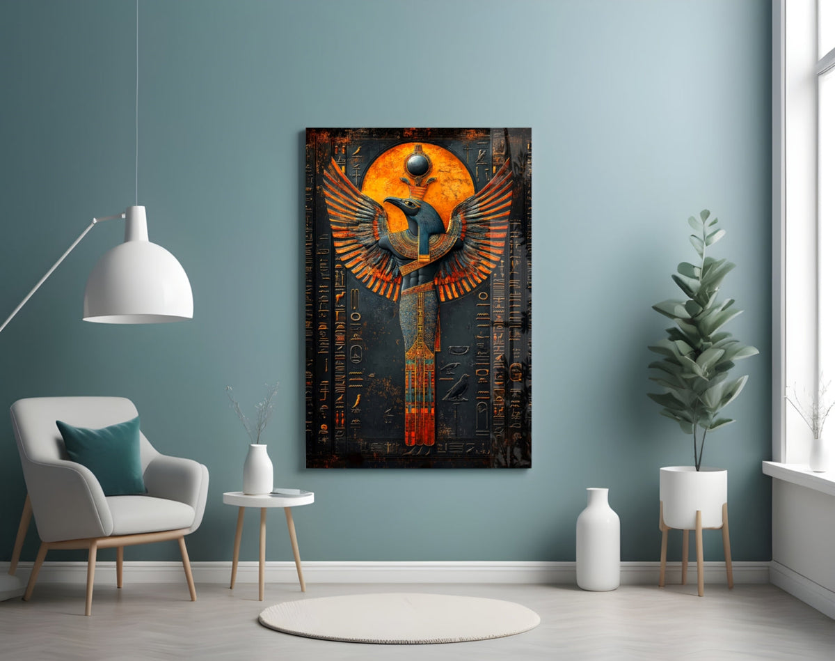 Winged God Glass Wall Art || Designer Collection