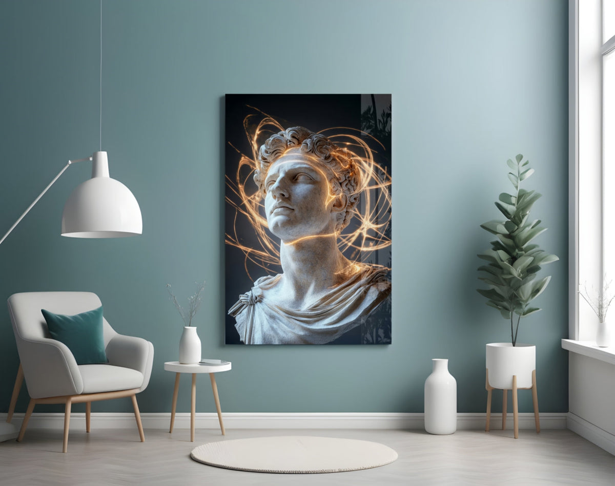 The Shining Mind of Aurelius Glass Wall Art || Designer Collection