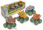 4-Pack Safari Animal Pull Back Trucks
