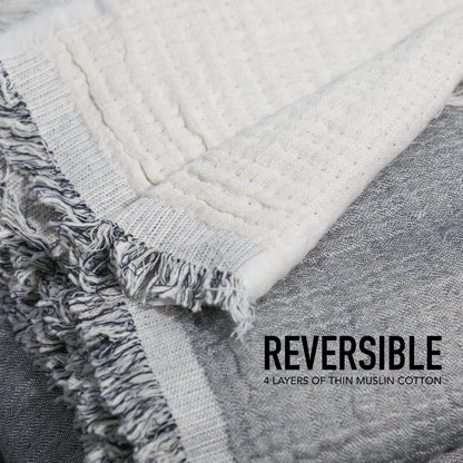 100% Cotton Reversible  Muslin Throw Blankets 60" x 80"