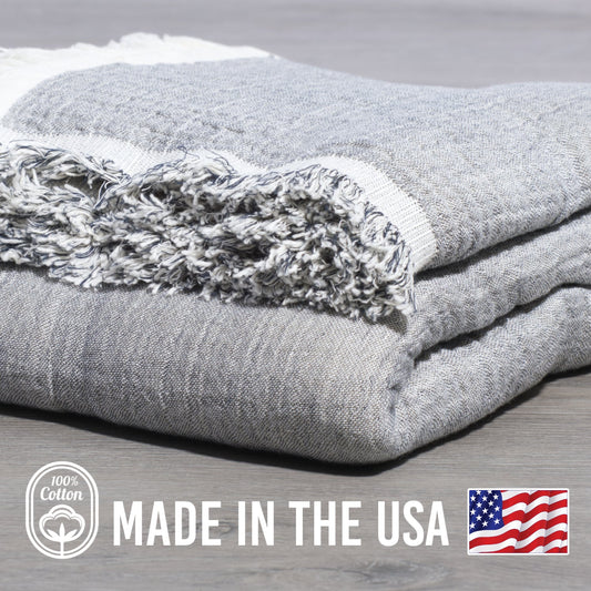 100% Cotton Reversible  Muslin Throw Blankets 60" x 80"